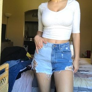 High waisted jean shorts